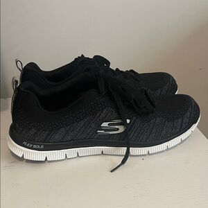 Skechers Men’s Black Athletic Knit Sneakers with White Flex Sole